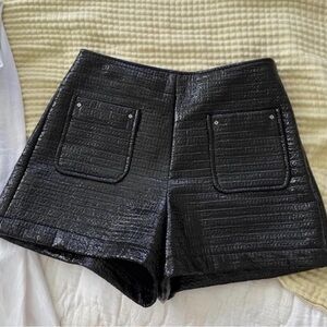 Black Textured Women Shorts